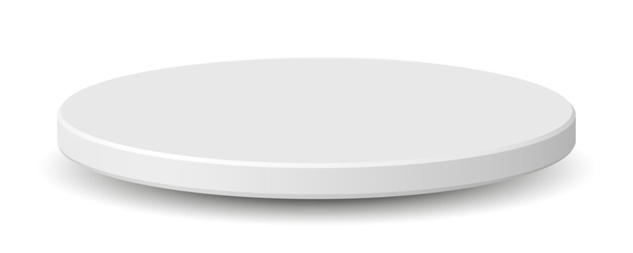 Circle flat white 3D podium stage pedestal stand with shadow