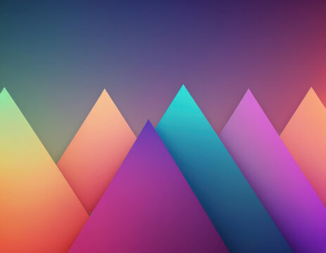Colorful abstract mountain peaks with soft gradient background and geometric shapes