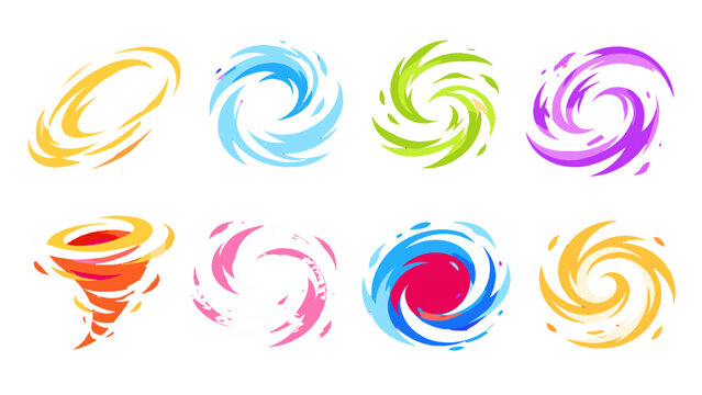 Abstract colorful swirl and vortex logo set on white background