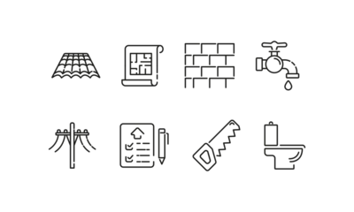 Building Materials and Plumbing Line Icon Set © 123levit