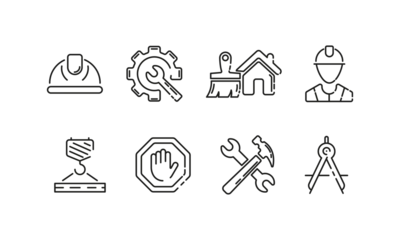 Engineering and Industrial Safety Line Icon Set © 123levit
