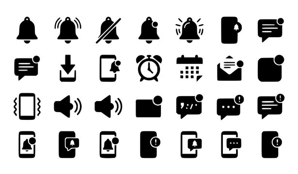 Notification Bell Flat Vector Icon Collection