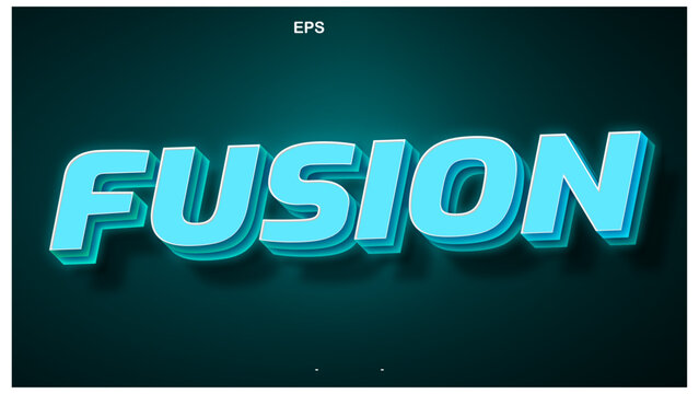 Editable Cyan 3D Fusion Vector Text Effect