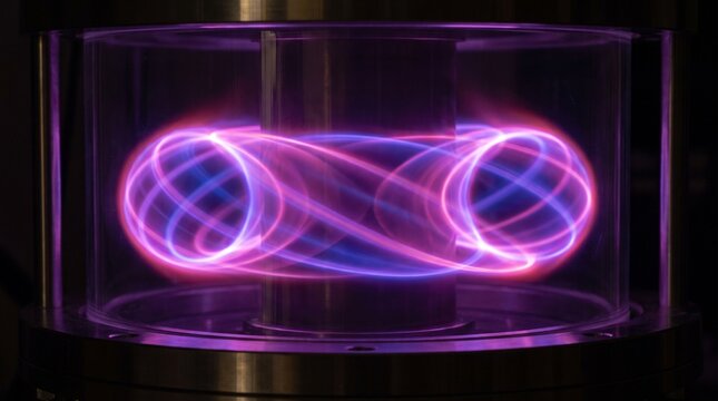 Plasma magn&eacute;tico brillante dentro de c&aacute;mara de vac&iacute;o