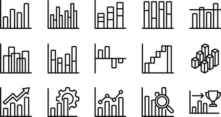Obraz premium Bar graph icons minimalist vector illustration on a white background