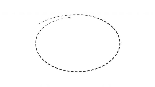 Set of oval, circle, round, dashed, frame, bubble, outline self drawing animation. Colored line animated on white background. Copy space. Black, blue, green, red, golden, yellow.