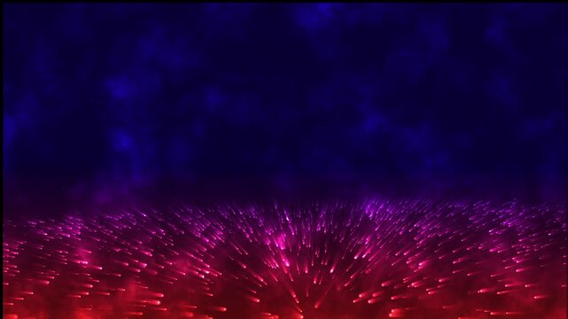 Abstract animation concept of golden particles for celebrating birthdays and holidays. 4k loop background with light particles and stars rising up on a dark background. Animation