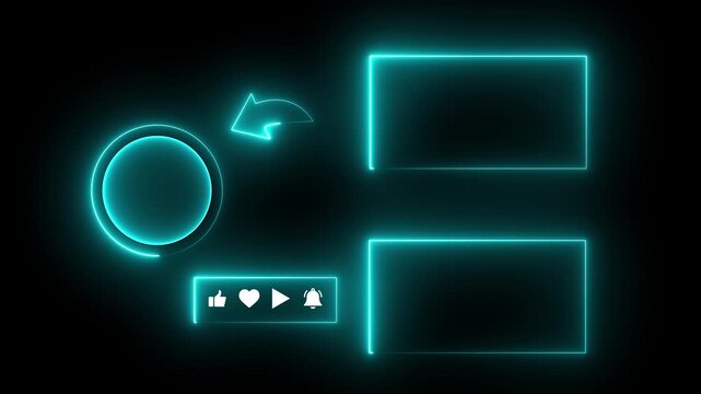 Glowing Neon YouTube End Screen Overlay with Subscribe Button and Video Placeholders 4K Animation