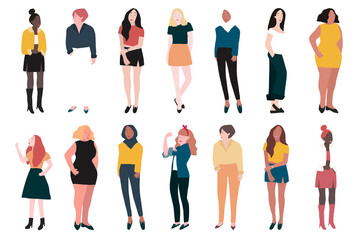Fototapeta premium Diverse women png sticker illustrations, transparent background set