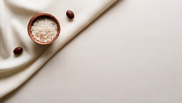 Copper Bowl with White Rice and Betel Nuts