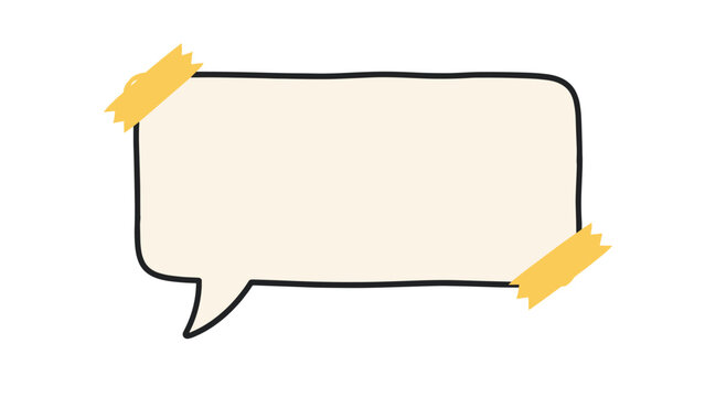 Blank speech bubble note with taped corners vector illustration