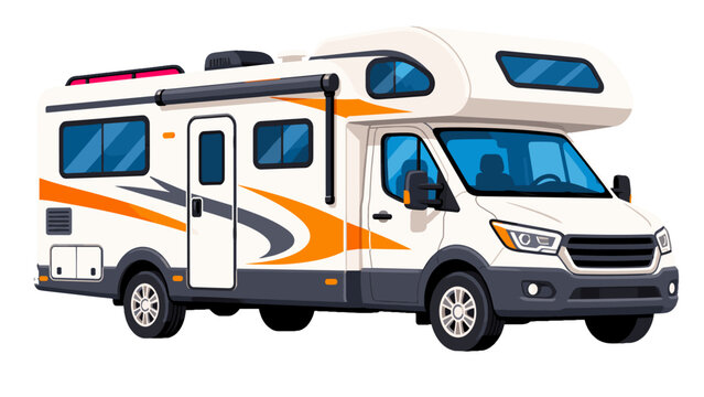 White motorhome camper van vector illustration isolated