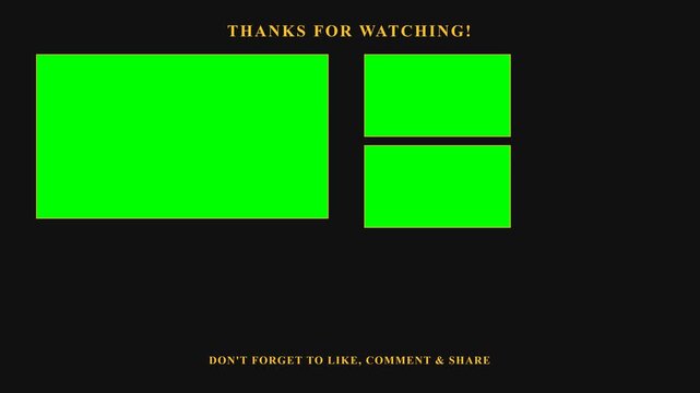 YouTube End Screen Template with Green Screen Placeholders for Video Outro.