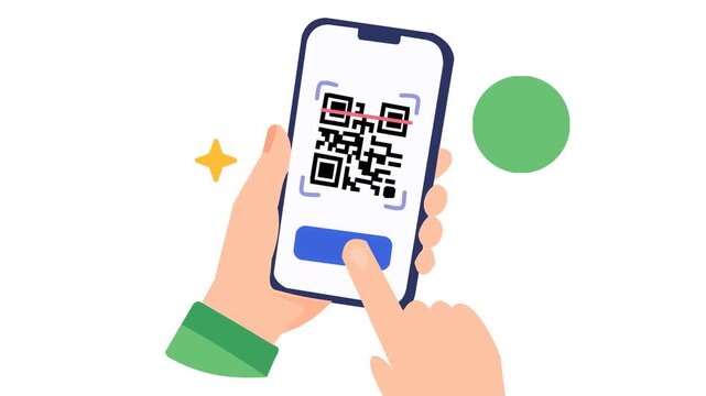 Hand Holding Smartphone Scanning QR Code Vector Illustration Concept for Digital Mobile Payment and Verification