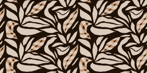 Abstract hand drawn leaves silhouette pattern. Minimalist modern seamless pattern.  © MURRIRA