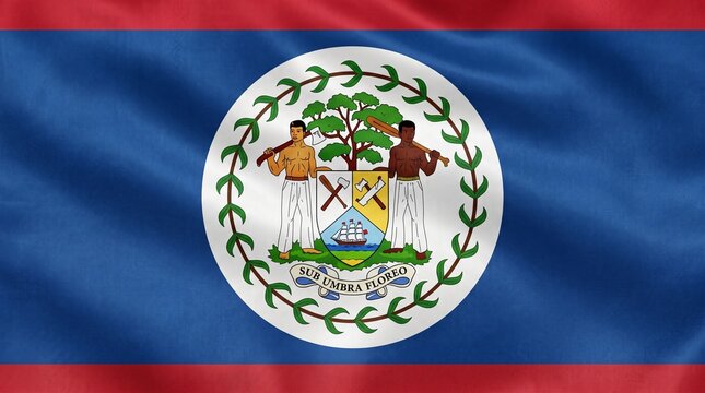 3D render of waving silk national flag of Belize isolated on white background