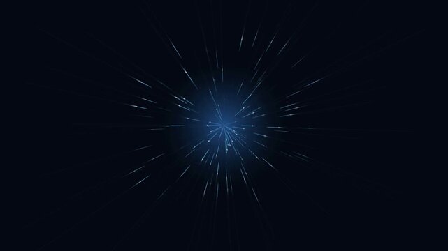 Abstract futuristic background with a blue light explosion and radiating streaks representing speed and technology.