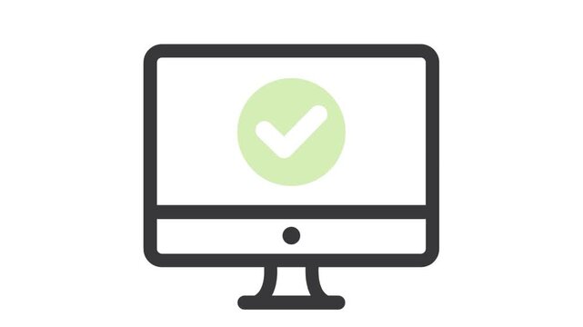 Outline computer monitor online vote vector icon for web design isolated on white background.