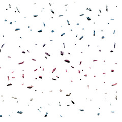 Obraz premium Scattered confetti pieces in motion with a subtle color gradient during a celebration against a white expanse