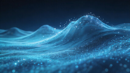 Naklejka premium Blue glowing wave with sparkles