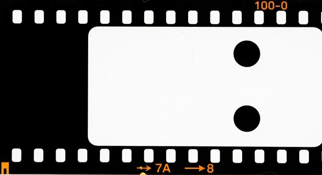 Vintage 35mm Film Strip Frame with Sprocket Holes and Blank White Space for Creative Photo Mockup