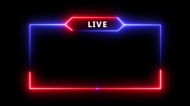 live streaming neon text frame animation box frame neon frame live streaming game live Stream overlay animation for live streaming video Titles .
