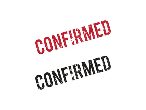 Red and black confirmed rubber stamp