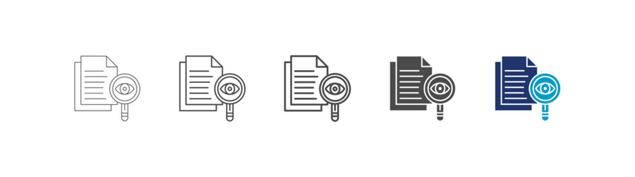 audit icon set consisting of multiple styles vector illustration. editable stroke
