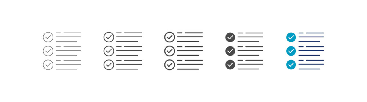checklist icon set consisting of multiple styles vector illustration. editable stroke
