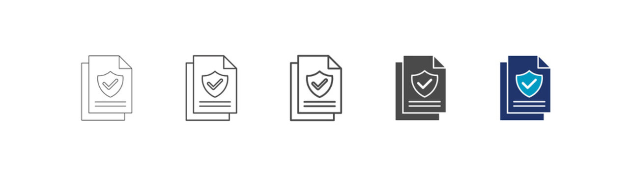 policy icon set consisting of multiple styles vector illustration. editable stroke