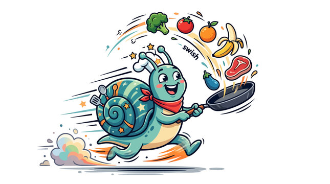 Happy Snail Chef Cooking Food Fast
