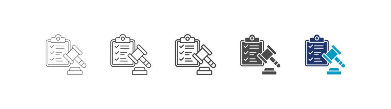 rules icon set consisting of multiple styles vector illustration. editable stroke
