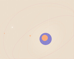 Minimal abstract background with flowing line swirls and a centered purple circle icon with orange dot, calm modern style and soft beige backdrop for design use. © Bonya Sharp Claw