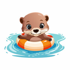 Fototapeta premium Baby-Otter treibt auf dem Wasser