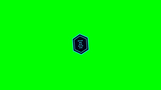 Animated Hexagonal Badge Logo Reveal on Green Screen Background.
