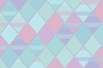 Fototapeta premium Pastel geometric lattice background with soft pink, blue, and lavender tones, offering a calm abstract backdrop with copy space for design, invitations, and marketing.