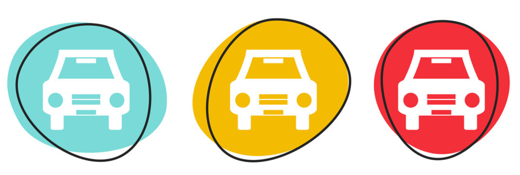 Button Banner Set mit 3 bunten Buttons: Auto, Prakplatz oder Verkehr
