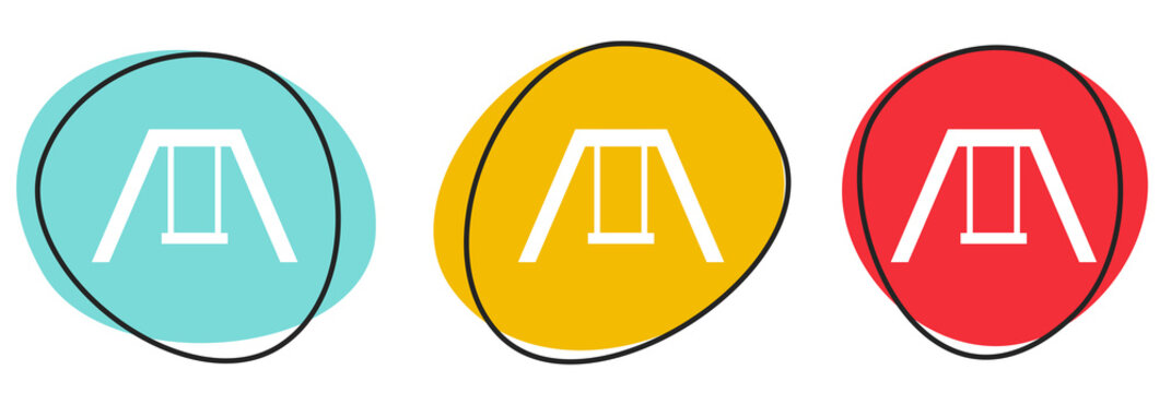 Button Banner Set mit 3 bunten Buttons: Schaukel oder Spielplatz