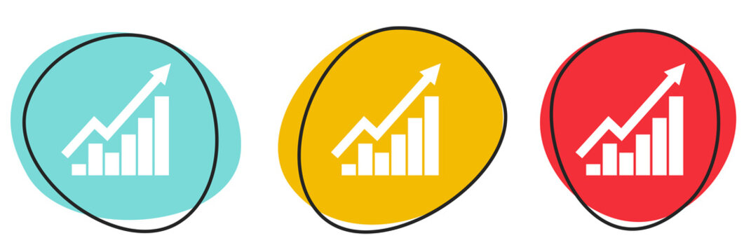 Button Banner Set mit 3 bunten Buttons: Erfolg oder Business Chart