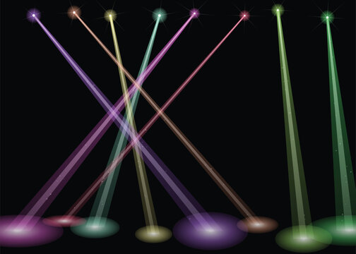 Abstract digital network connection lines with colorful dots on a dark black background isolated on transparent background, Vector