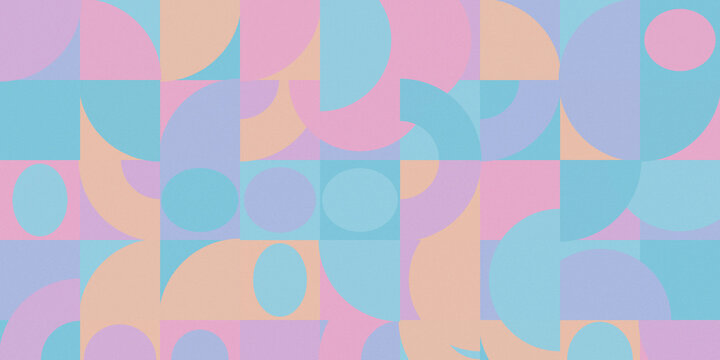 Colorful abstract pastel pattern featuring overlapping circles and rounded blocks, creating a playful modern look ideal for creative backgrounds and design layouts.