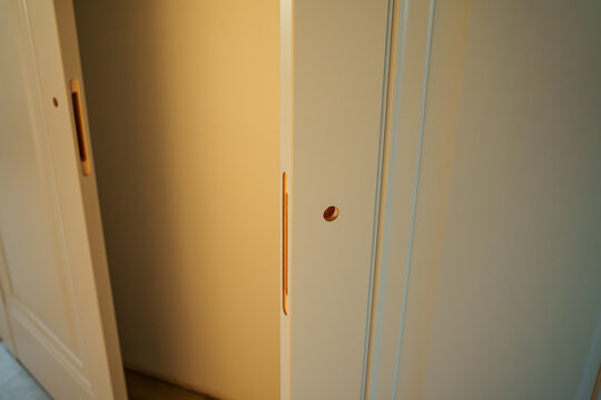 Handleless modern interior doors in freshly renovated empty room, home improvement and minimalist architecture concept