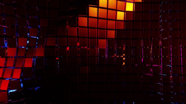 Disco party equalizer ball with red orange blue colors VJ loop background