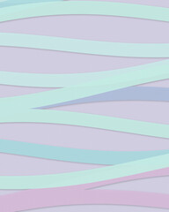 Obraz premium Pastel 3D ribbon stripes create a soft mint and lavender abstract pattern, ideal for modern backgrounds, branding, and design layouts with gentle copy space.