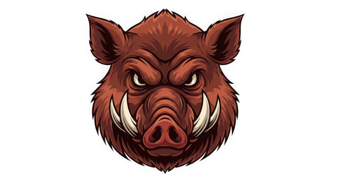 Angry wild boar head pixel art illustration isolated on transparent background