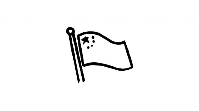 Hand drawn 4K Chinese flag doodle animation with boiling line motion. Frame by frame outline on black and green screen backgrounds, perfect for national banner, China symbol, and patriotic.