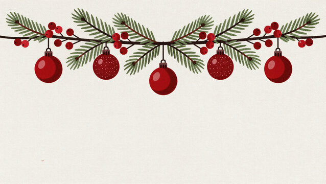 Weihnachtliche Illustration im Retro-Stil mit roten Kugeln
