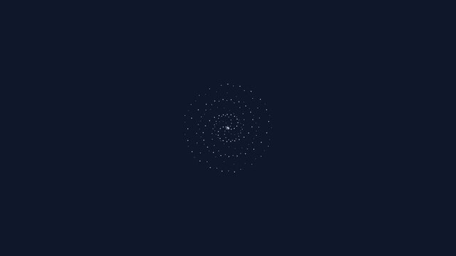 Spiral pattern composed of small white dots creates a delicate vortex shape against a deep navy blue background.