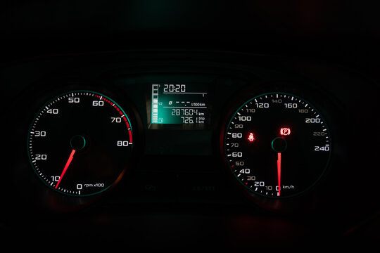 speedometer on black background