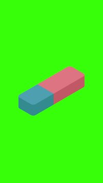 Flat Vector Eraser Rubbing Motion Graphic with Friction Vibration on Green Screen